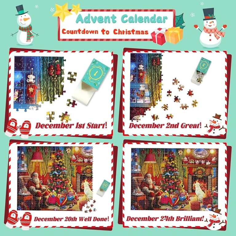 Amazon Wowok Advent Calendar 2025 Jigsaw Puzzles Christmas By The Fireplace Holiday Puzzles For Adults Kids 24 Parts 1008 Pieces Jigsaw Puzzles Gift For Countdown To Christmas Home Kitchen