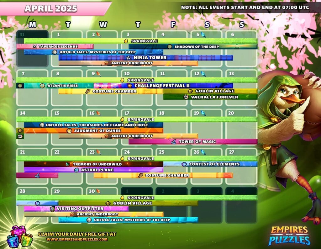 April 2025 Calendar Of Events Empires Puzzles