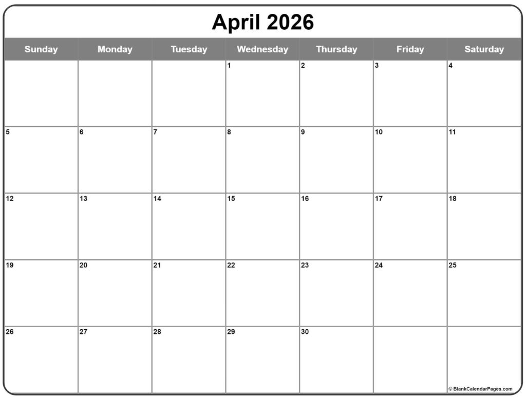 April 2026 Calendar Free Printable Calendars