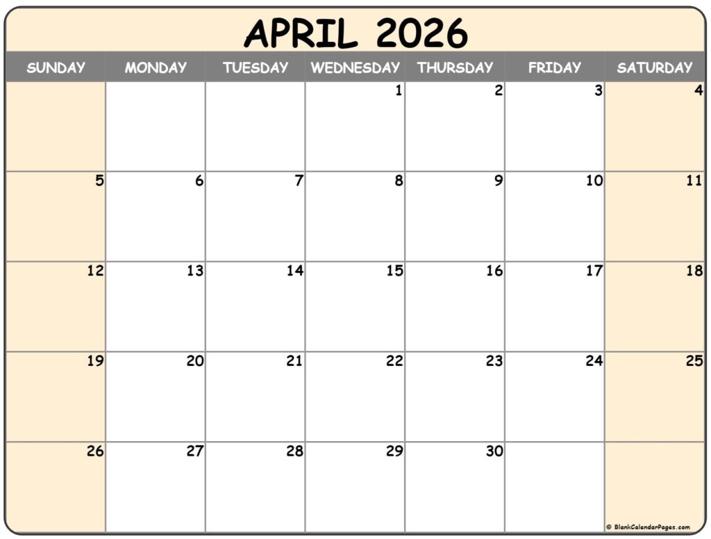 April 2026 Calendar Free Printable Calendars