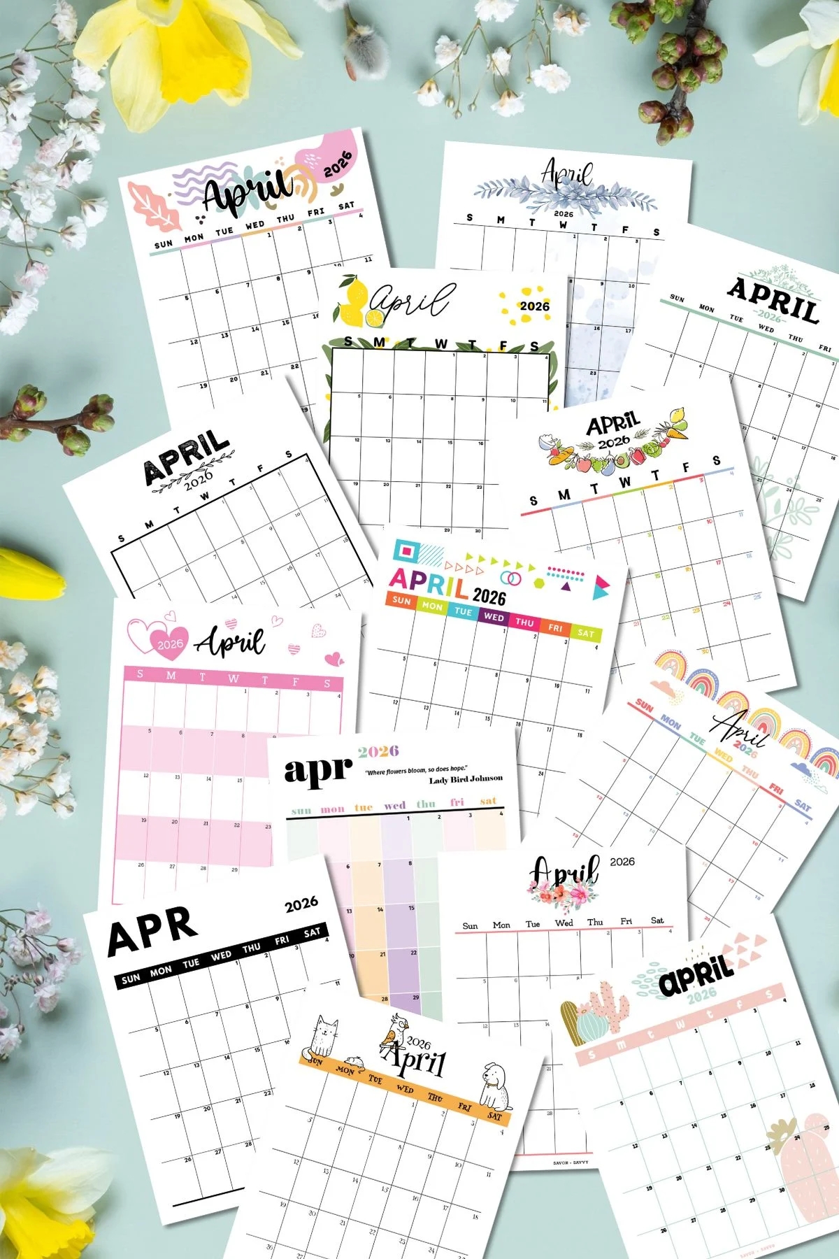 April 2026 Calendar Templates 14 Free Printables Savor Savvy April 2026 Calendar Templates 14 Free Printables Savor Savvy