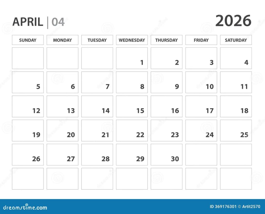 April 2026 Year Planner Template Calendar 2026 Year Corporate Planner Desk Calendar 2026 Year Stock Vector Illustration Of 2026 Template 369176301
