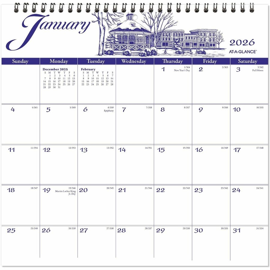 At A Glance Illustrator s EditionWall Calendar Medium Julian Dates Monthly 12 Month January 2026 To December 2026 1 Month Single Page Layout 12 X 12 Sheet Size 