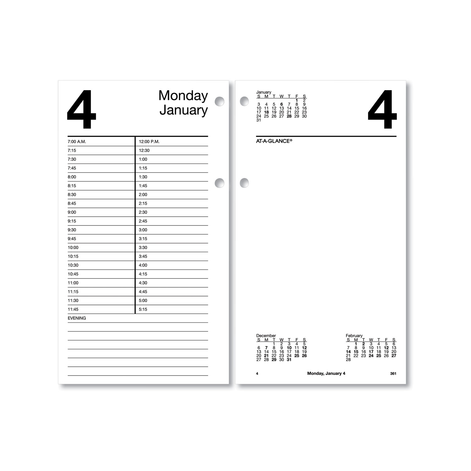 AT A GLANCE Large Desk Calendar Refill 4 5 X 8 White Sheets 12 Month Jan To Dec 2026 OfficeSupply