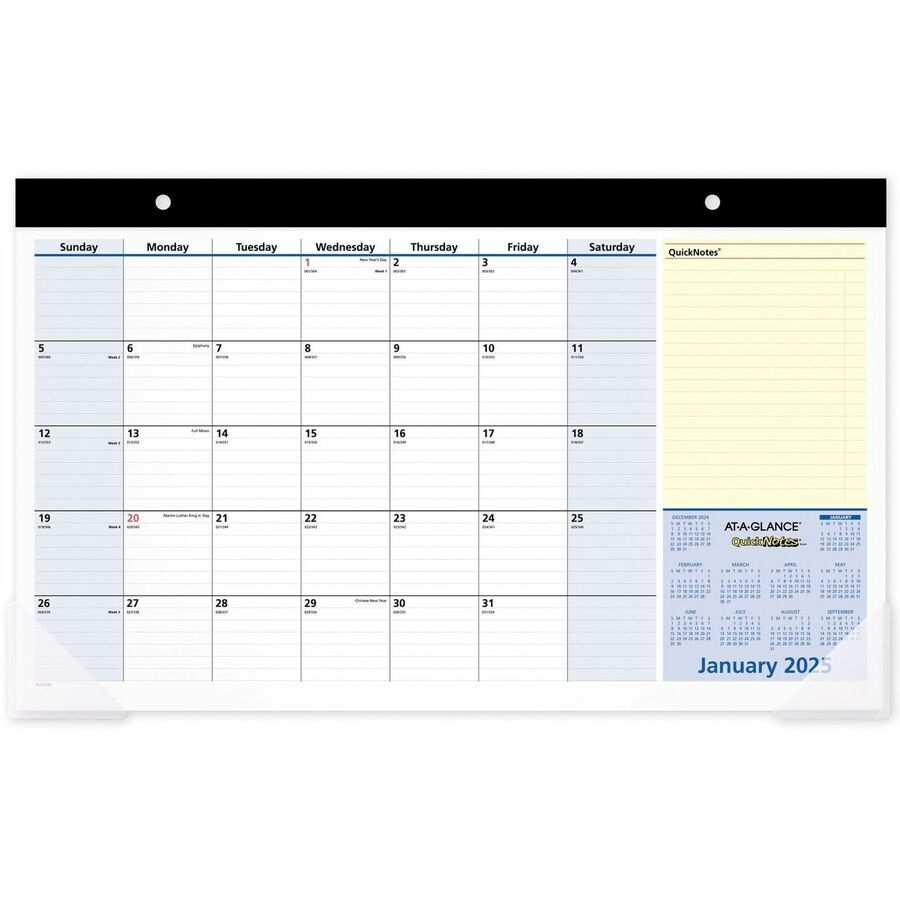 At A Glance QuickNotes Compact Monthly Desk Pad Calendar Standard Julian Dates Monthly 13 Month January 2026 To January 2027 1 Month Single Page Layout 18 X