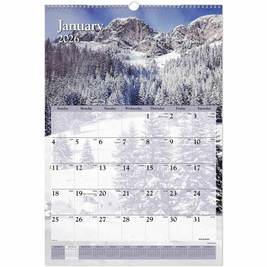 At A Glance Scenic Wall Calendar Large Julian Dates Monthly 12 Month January 2026 To December 2026 1 Month Single Page Layout 15 1 2 X 22 3 4 