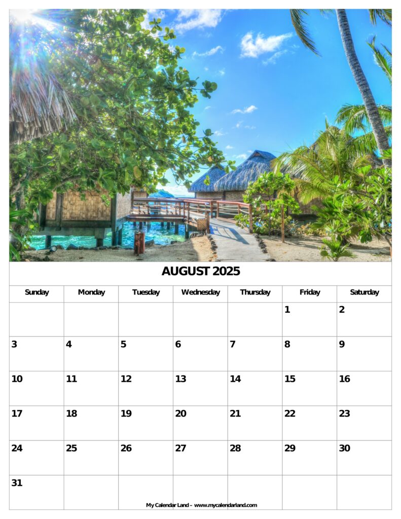 August 2025 Calendar My Calendar Land