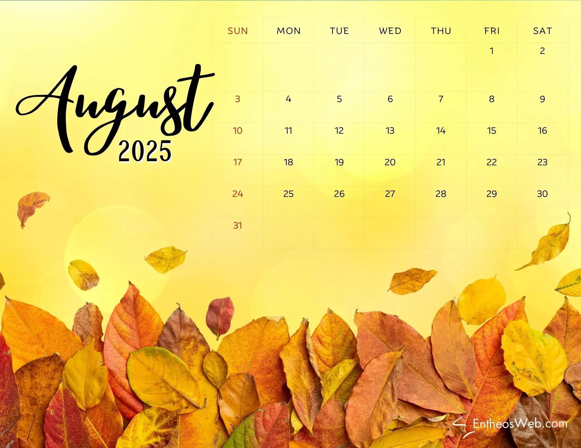 August 2025 Calendar Wallpapers Wallpaper Cave