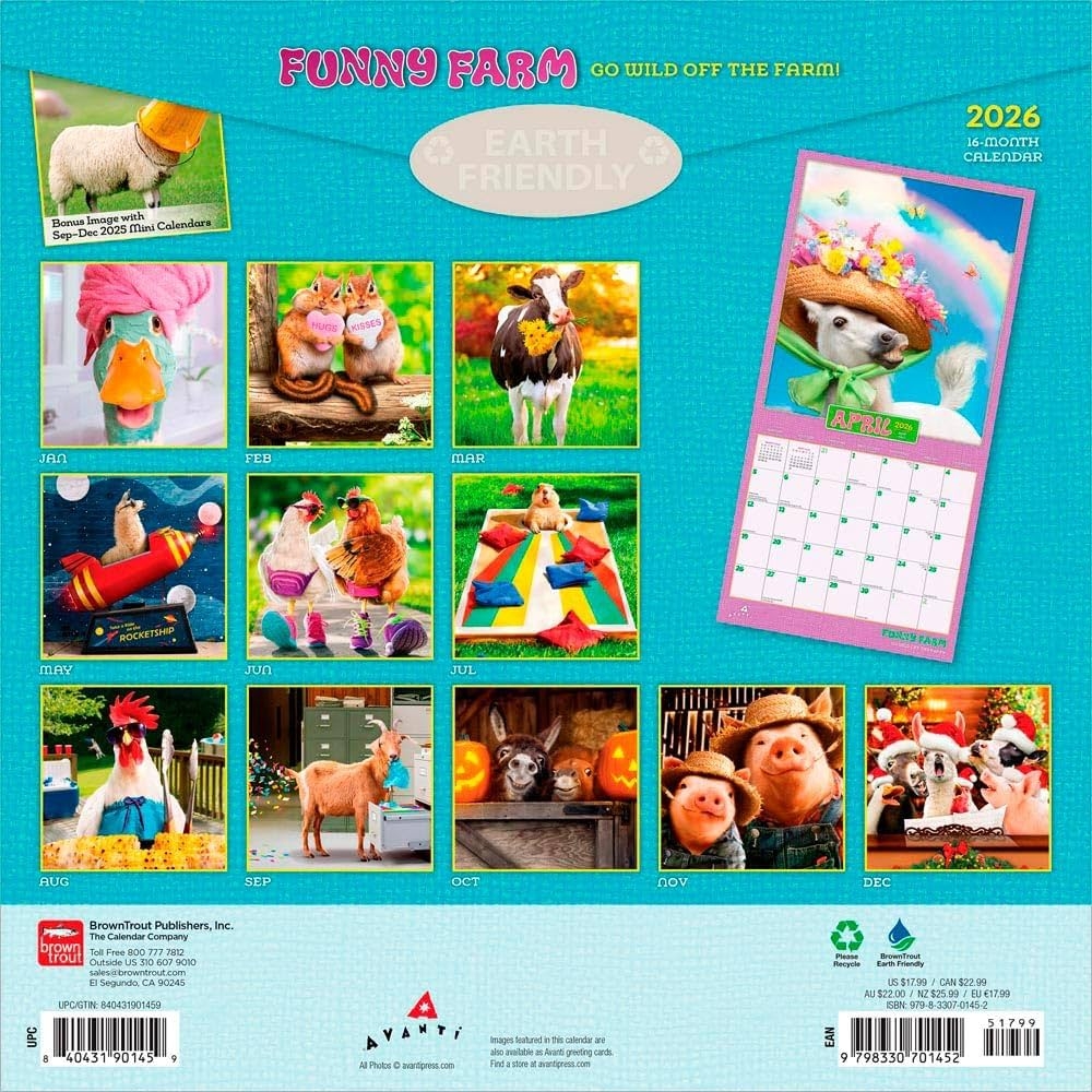 Avanti Funny Farm OFFICIAL 2026 12 X 24 Inch Hanging Monthly Square Wall Calendar Foil Stamped Cover Plastic Free BrownTrout Animal Humor Livestock BrownTrout Publishers BrownTrout 9788330701453 Amazon Books Avanti Funny Farm OFFICIAL 2026 12 X 24 Inch Hanging Monthly Square Wall Calendar Foil Stamped Cover Plastic Free BrownTrout Animal Humor Livestock BrownTrout Publishers BrownTrout 9788330701453 Amazon Books
