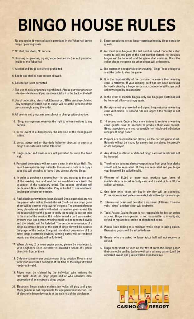 Bingo At The Tachi Palace Live Bingo In Lemoore CA