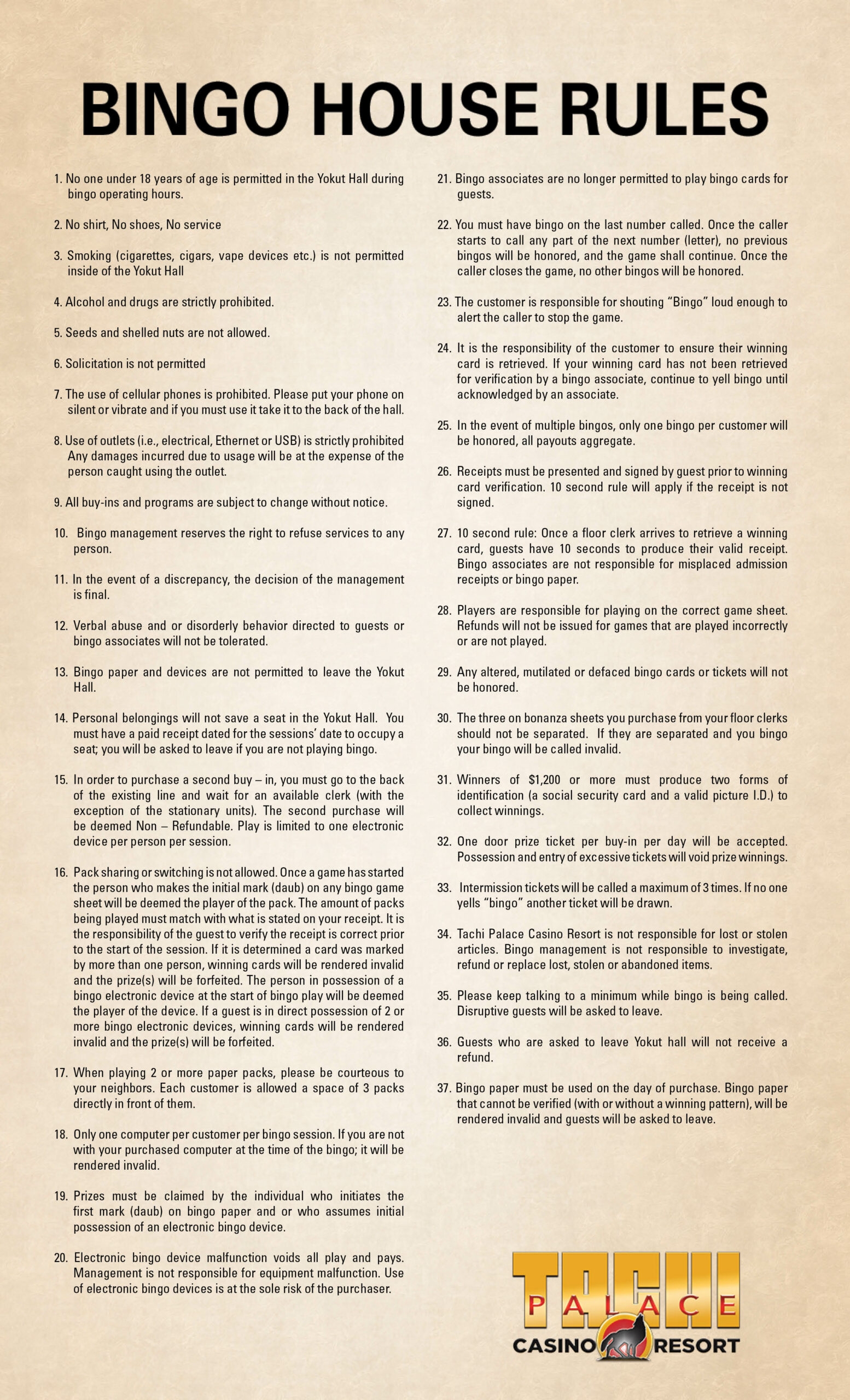 Bingo At The Tachi Palace Live Bingo In Lemoore CA