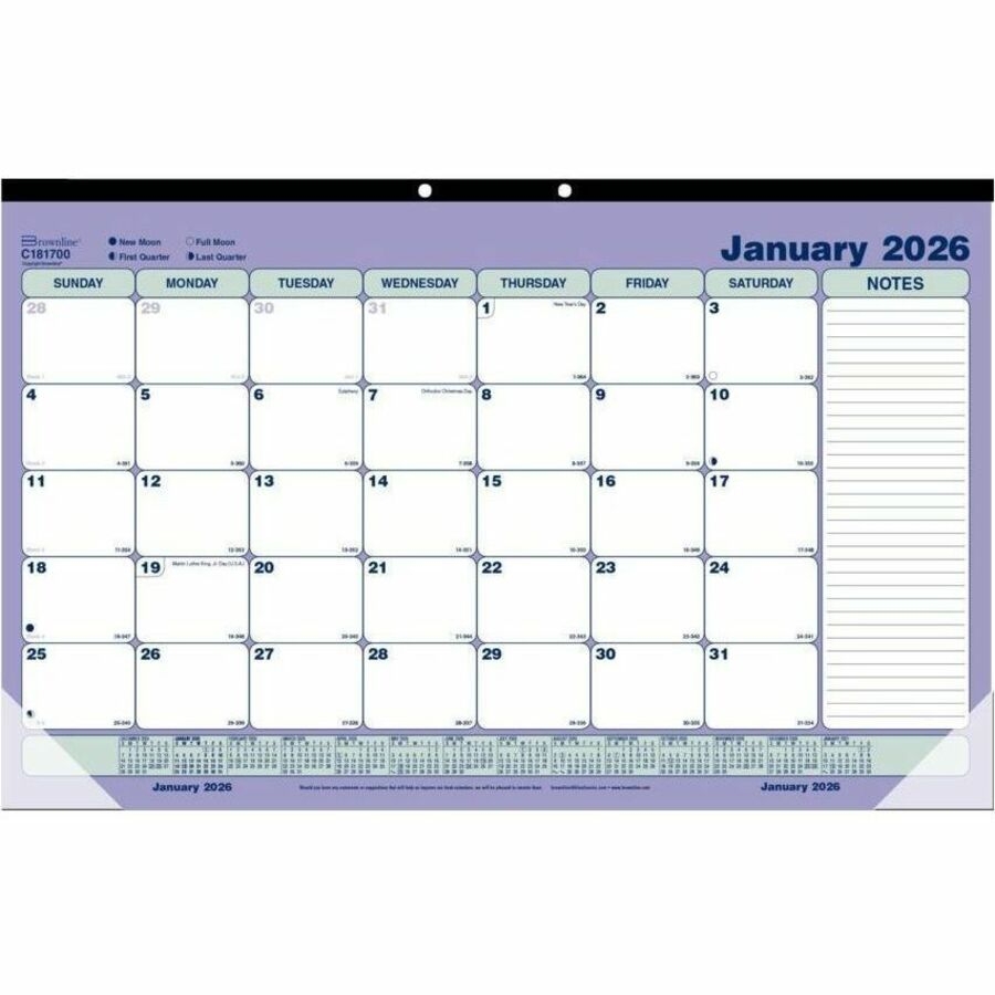 Blueline Monthly Desk Wall Calendar 17 3 4 X 10 7 8 English Monthly 12 Month January 2026 To December 2026 1 Month Single Page Layout 17 3 4 X 10 7 8 Sheet