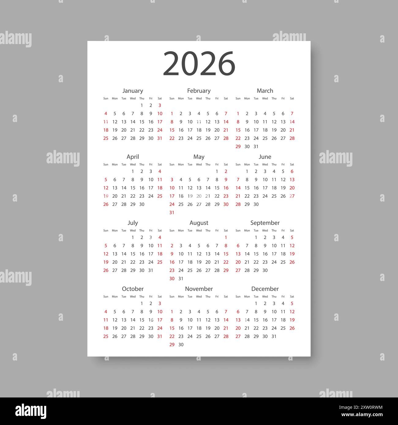Calendar 2026 Year Icon In Flat Style Planner Vector Illustration On Isolated Background Calender Sign Business Concept Stock Vector Image Art Alamy