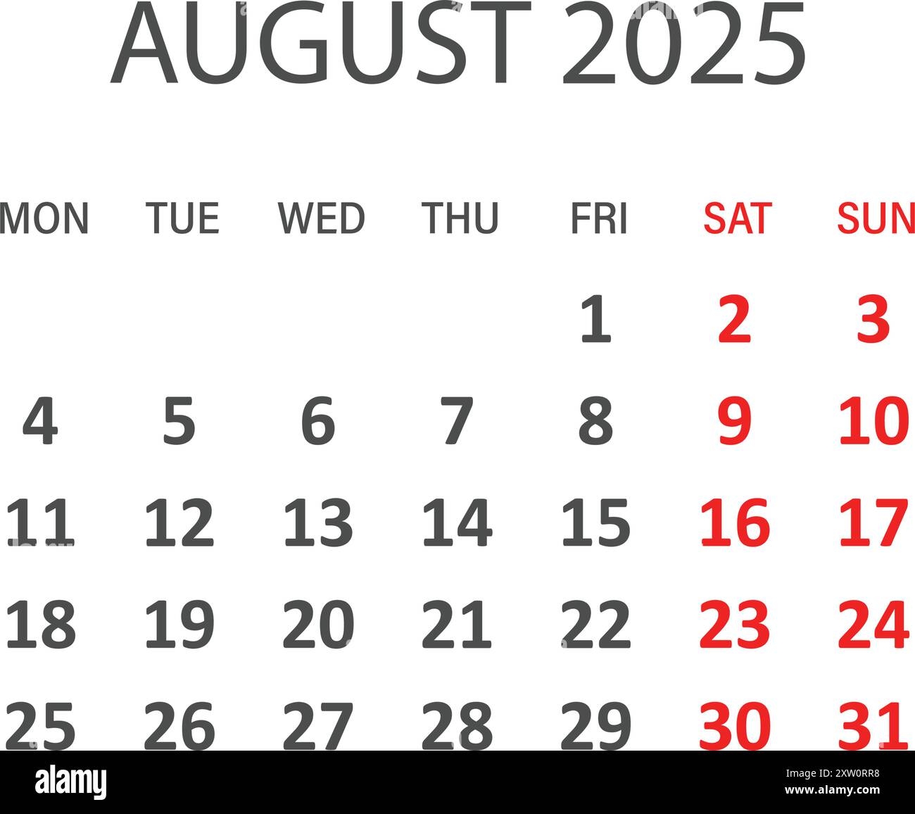 Calendar August 2025 Icon In Flat Style Planner Vector Illustration On Isolated Background Calender Sign Business Concept Stock Vector Image Art Alamy