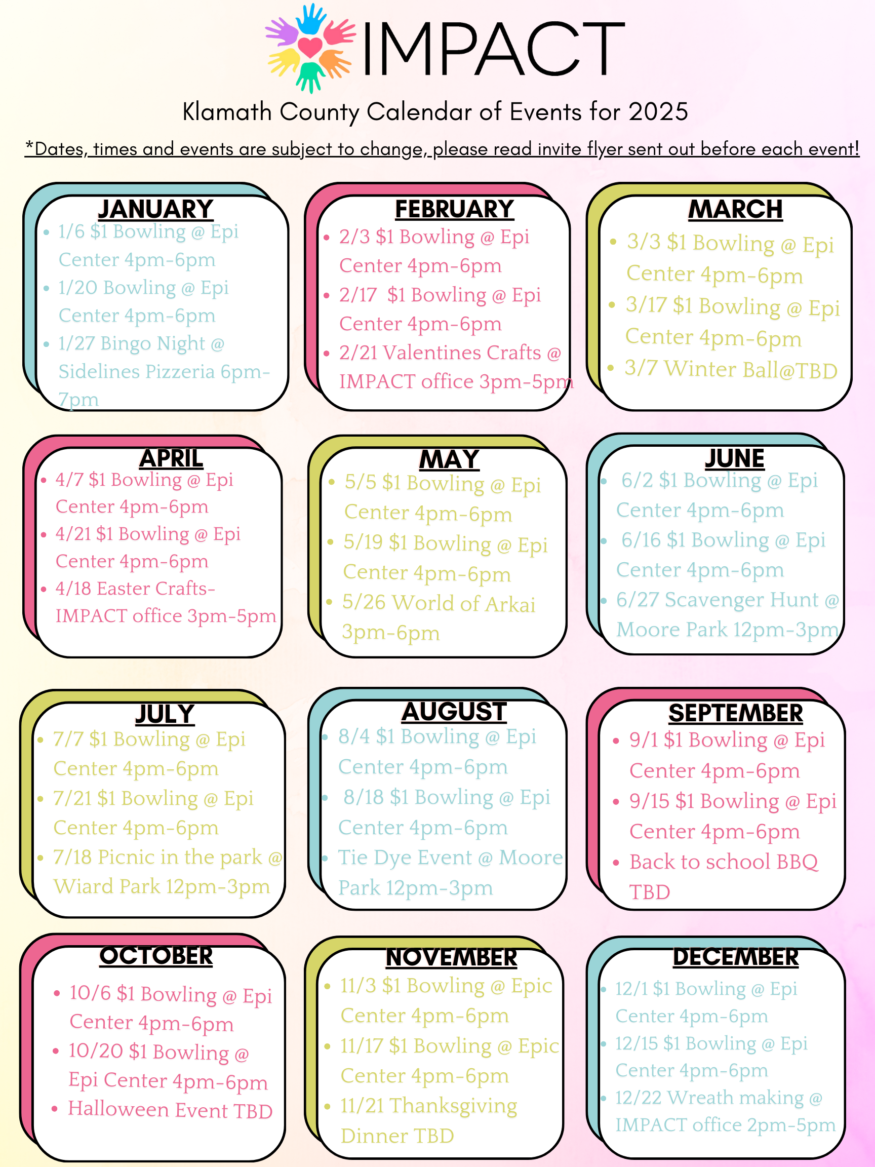 August 2025 Events Calendar