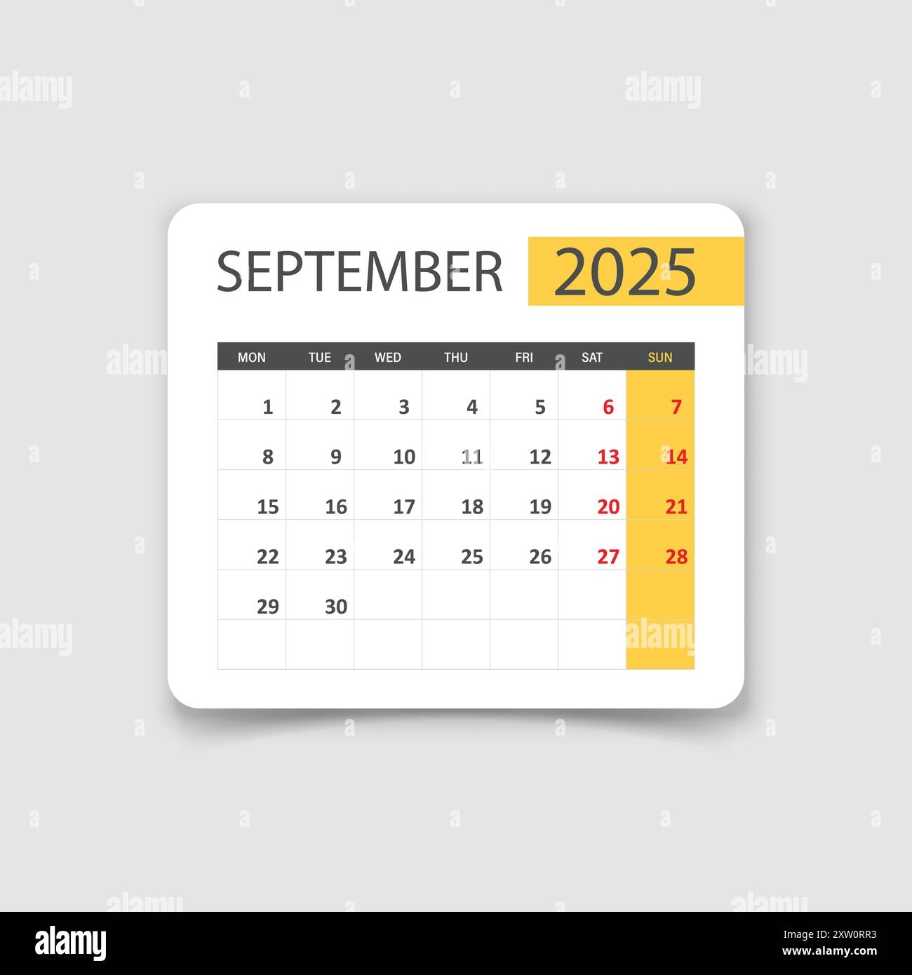 Calendar September 2025 Icon In Flat Style Planner Vector Illustration On Isolated Background Calender Sign Business Concept Stock Vector Image Art Alamy