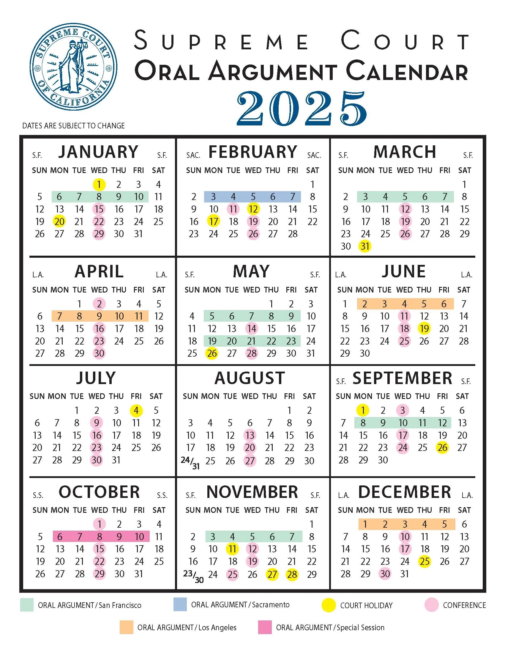 California Supreme Court Sets 2025 Oral Argument Calendar Supreme Court Of California California Supreme Court Sets 2025 Oral Argument Calendar Supreme Court Of California