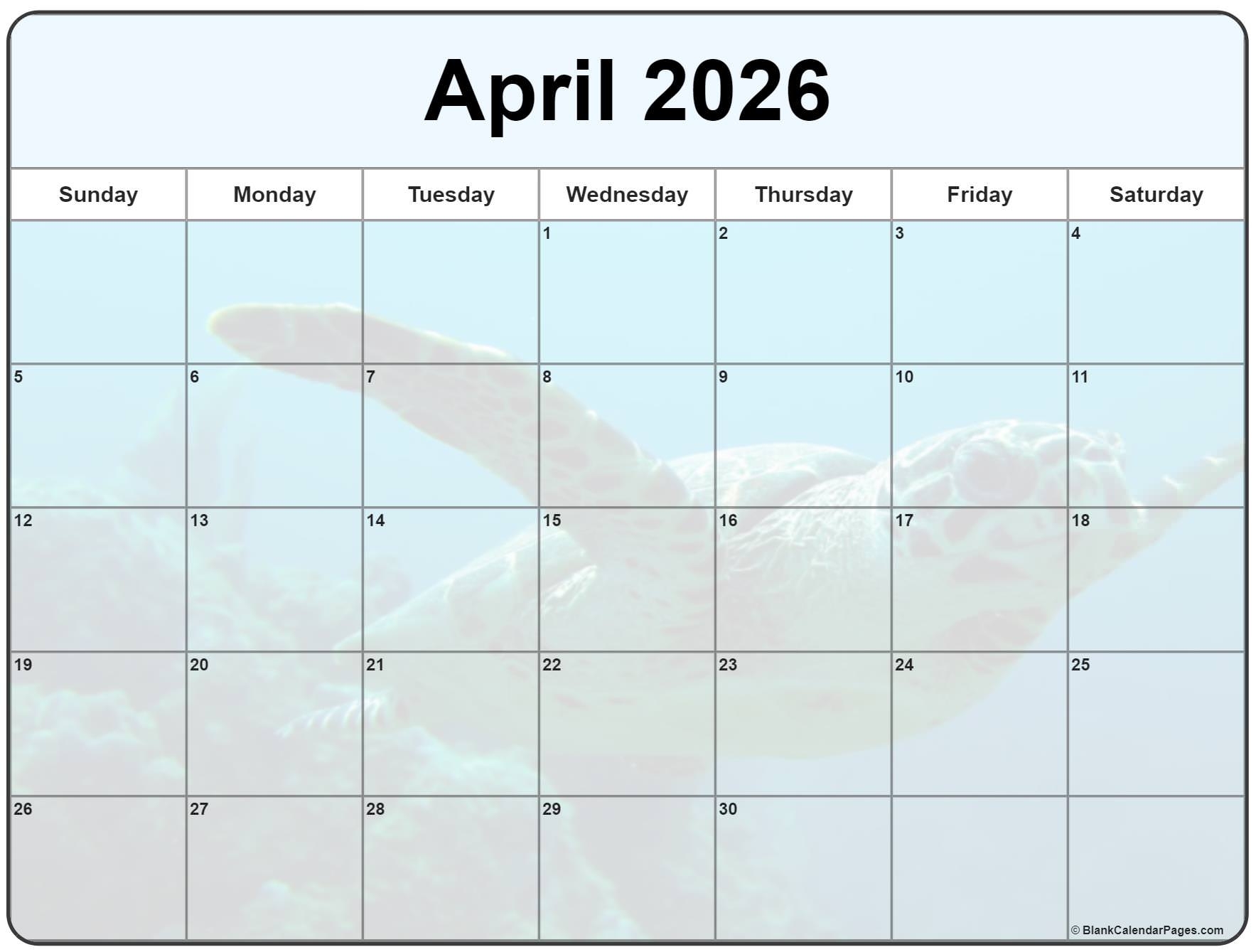 Collection Of April 2026 Photo Calendars With Image Filters 