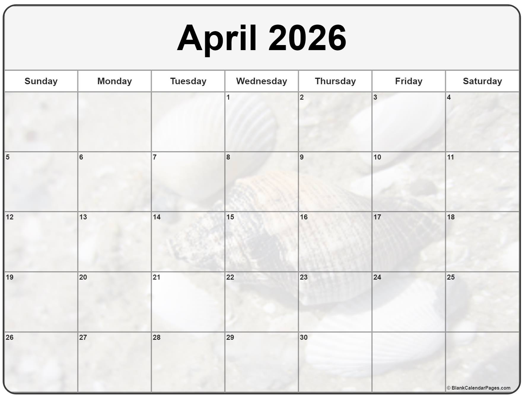 Collection Of April 2026 Photo Calendars With Image Filters 