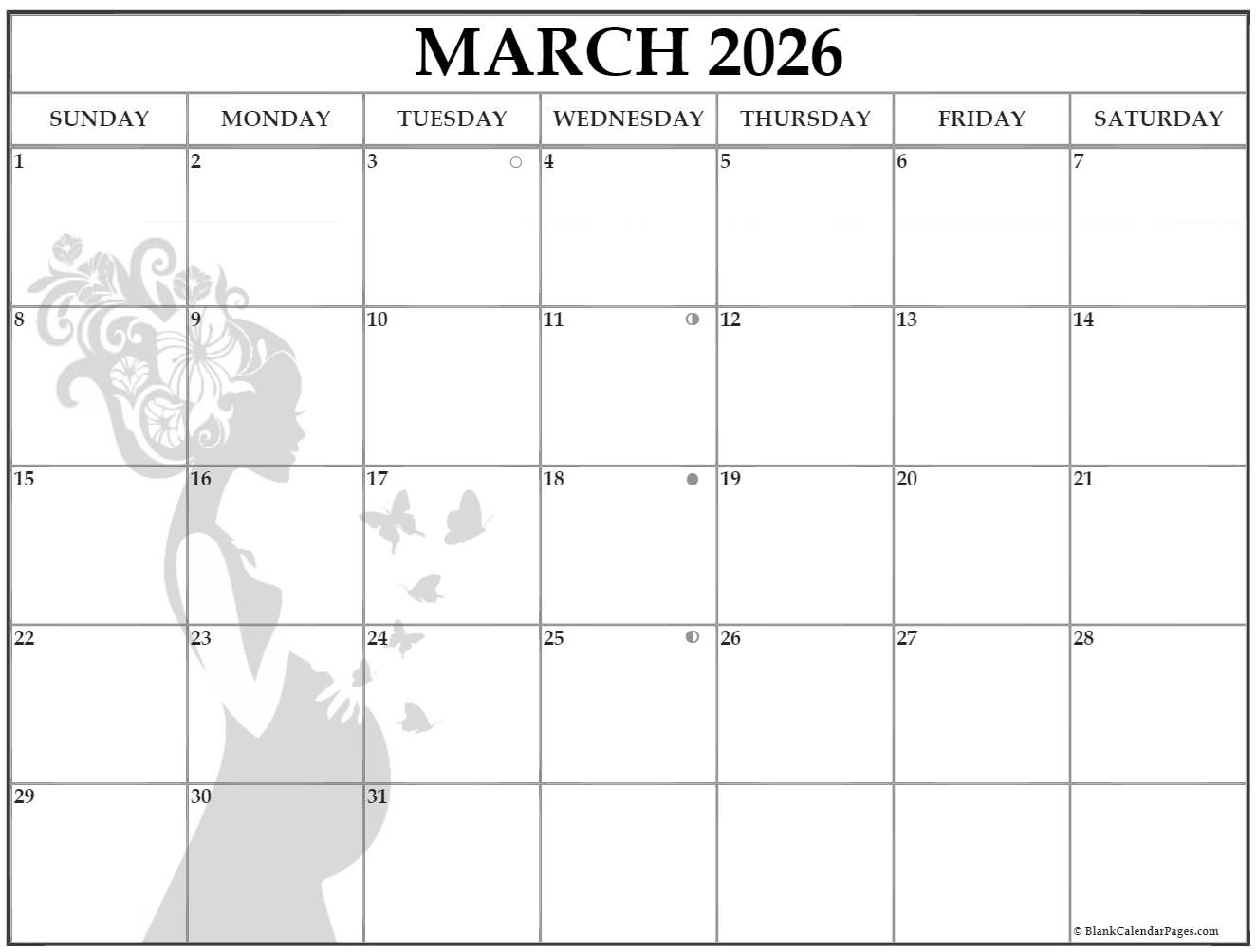 Full Moon Calendar March 2026