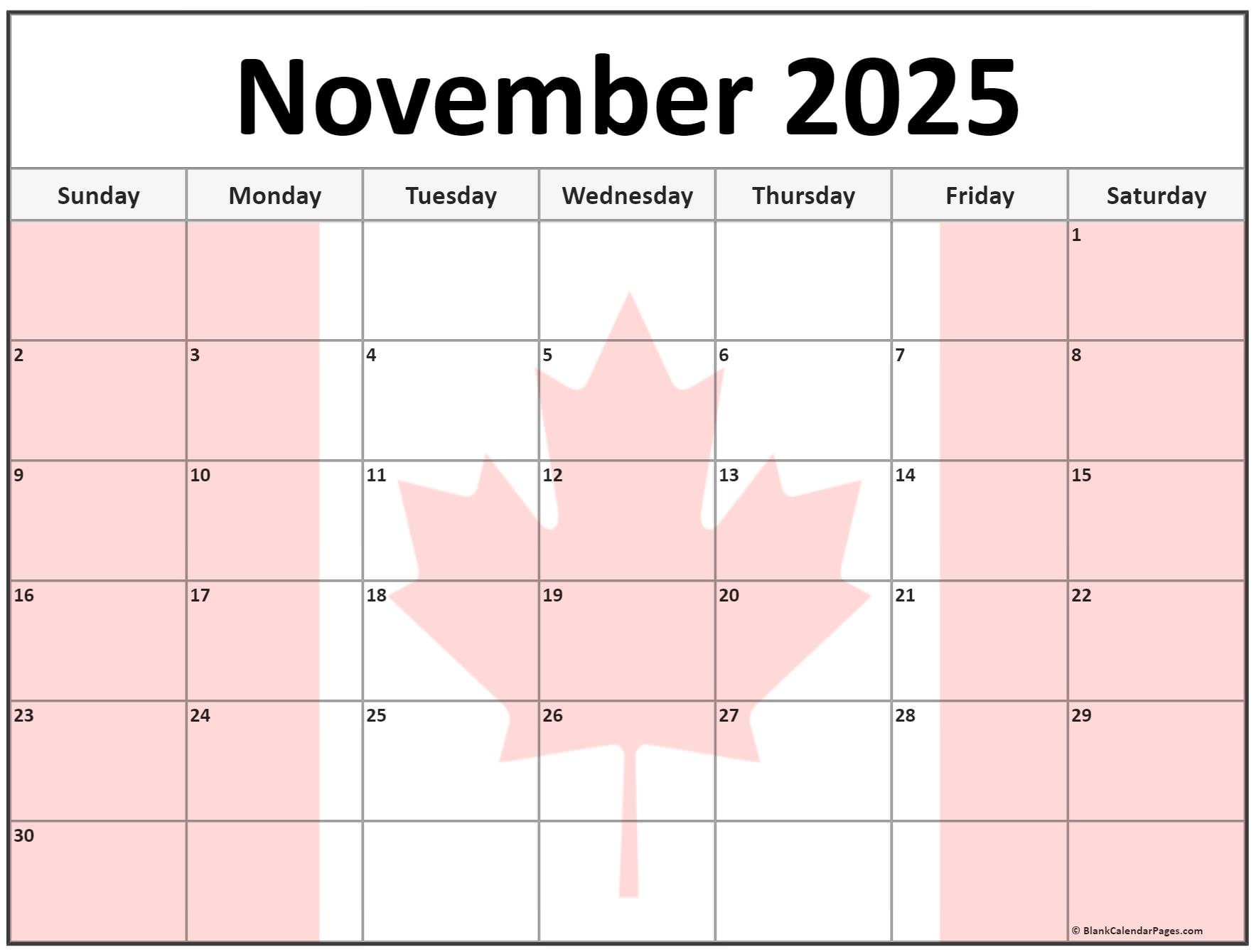 November Calendar 2025 With Holidays November Calendar 2025 With Holidays