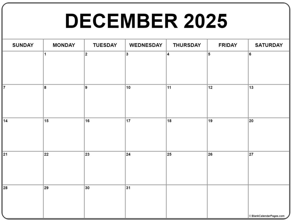 December 2025 Calendar Free Printable Calendars