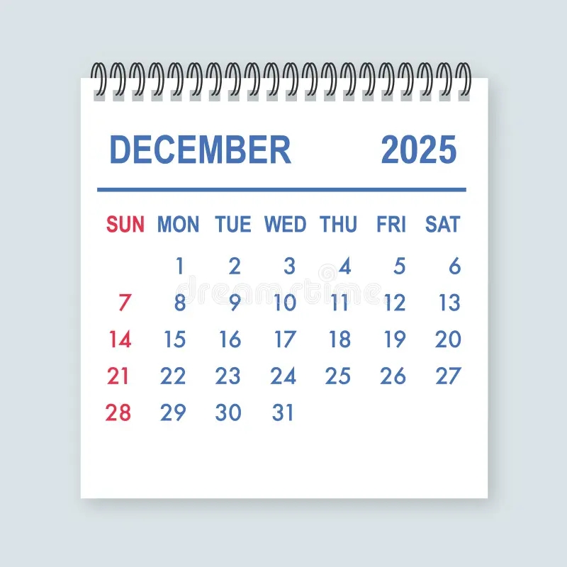 December 2025 Calendar Page Showing Days Weeks And Months Stock Vector Illustration Of Planning Holiday 360411171