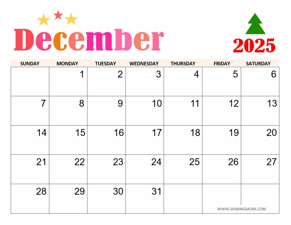 December 2025 Calendar Templates 40 Awesome Designs
