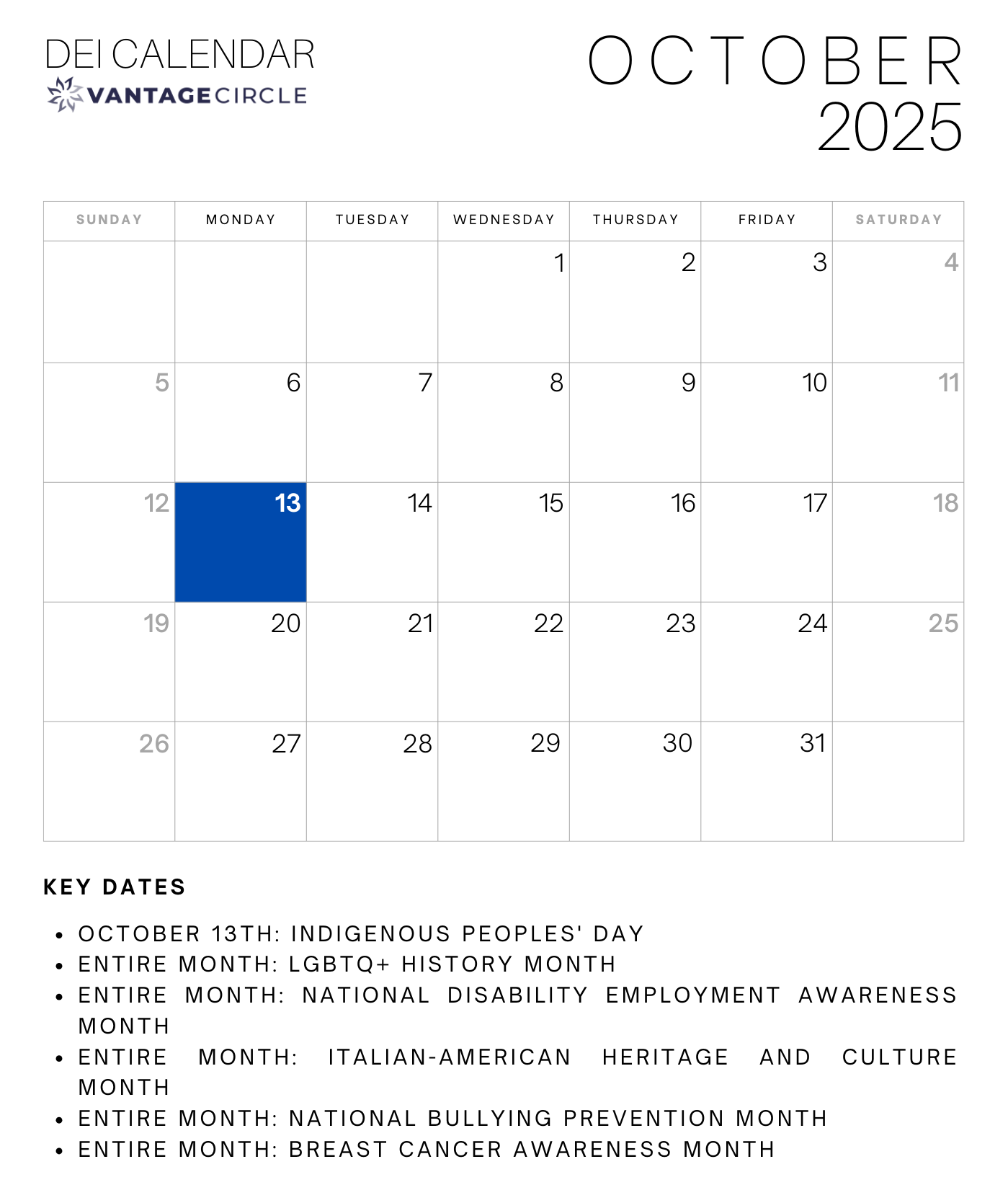 DEI Calendar 2025 Key Dates For Celebrating Diversity And Inclusion At Work DEI Calendar 2025 Key Dates For Celebrating Diversity And Inclusion At Work