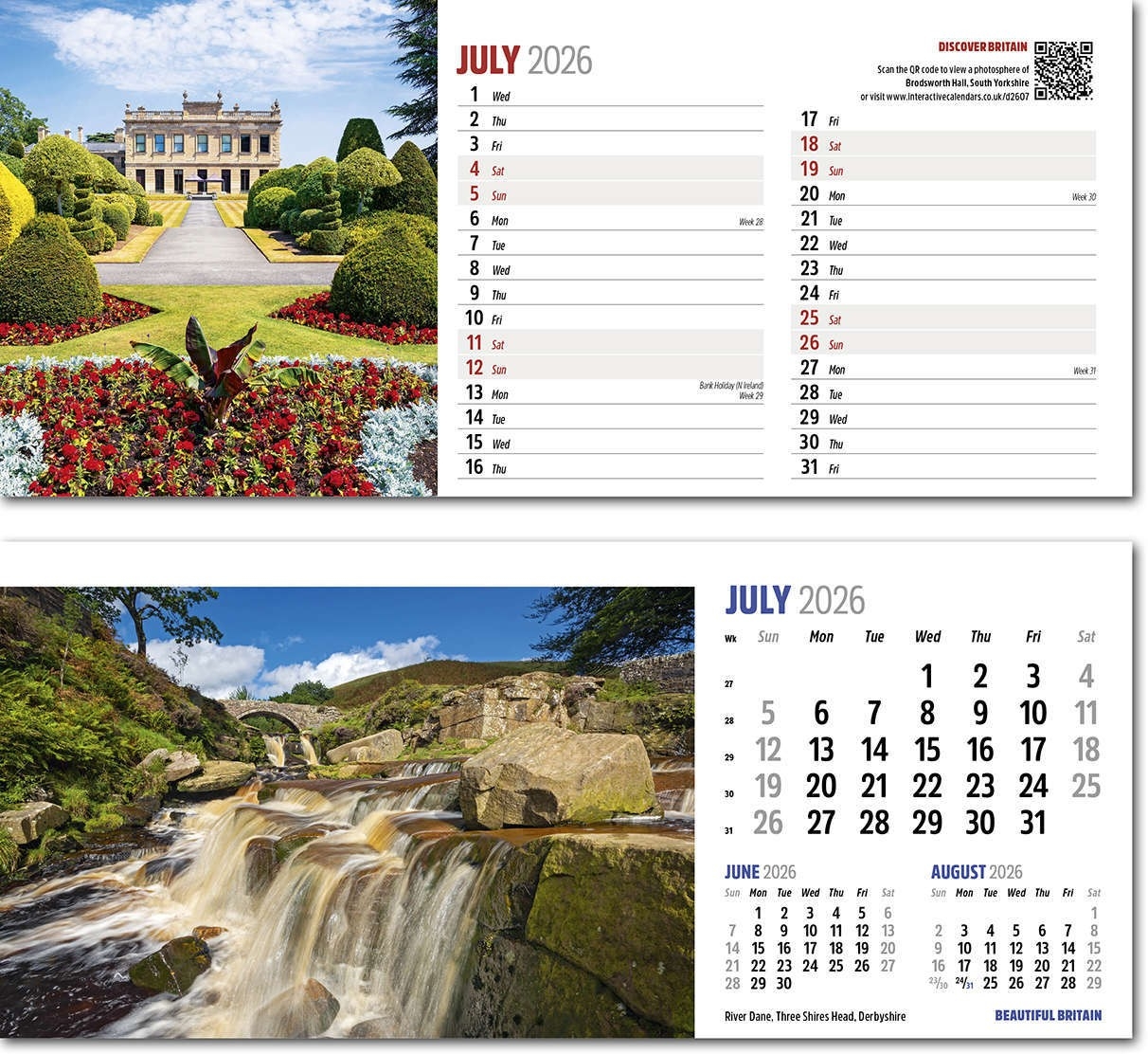 Discover Beautiful Britain Branded Desk Calendar 2026 Rose Calendars