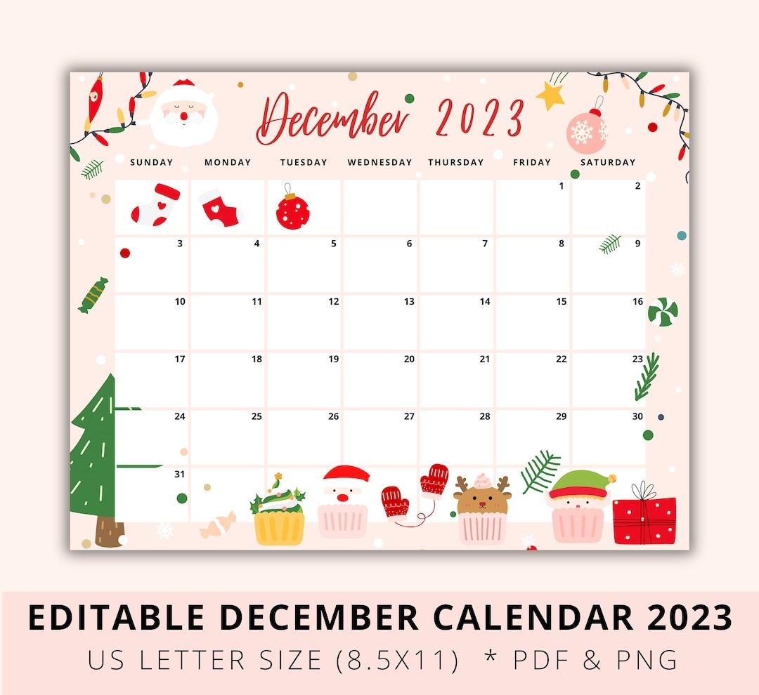 Editable Christmas Calendar 2025 December 2025 Planner December 2025 Christmas Holiday Red Theme Christmas Planner Download PDF Etsy