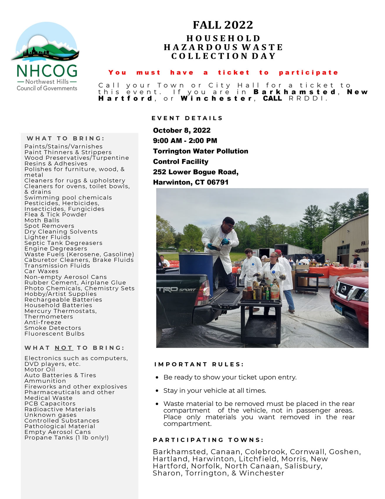 Fall 2022 Household Hazardous Waste Collection Day Cornwall CT Fall 2022 Household Hazardous Waste Collection Day Cornwall CT