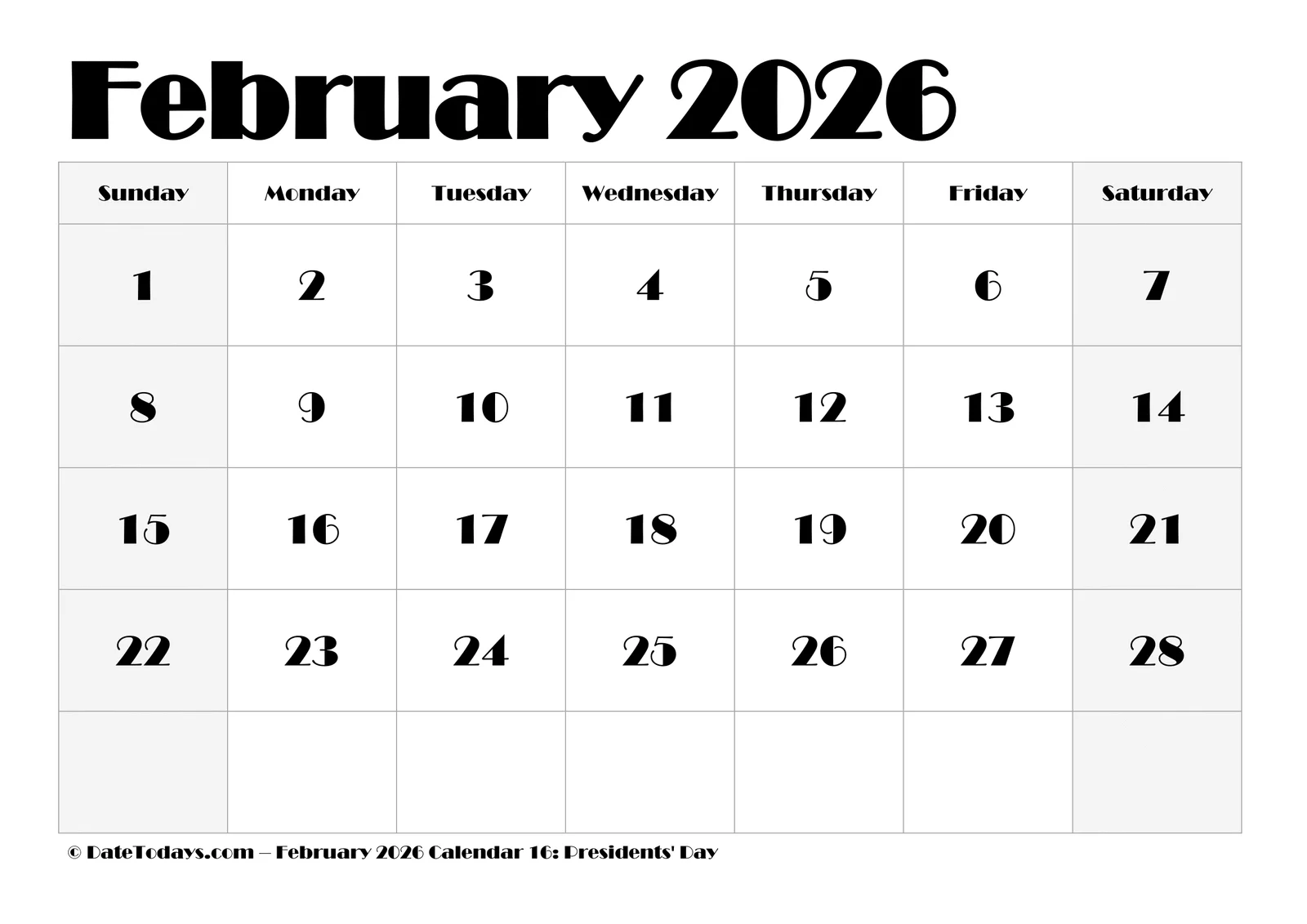 February 2026 Calendar With US Holidays Printable PDF s