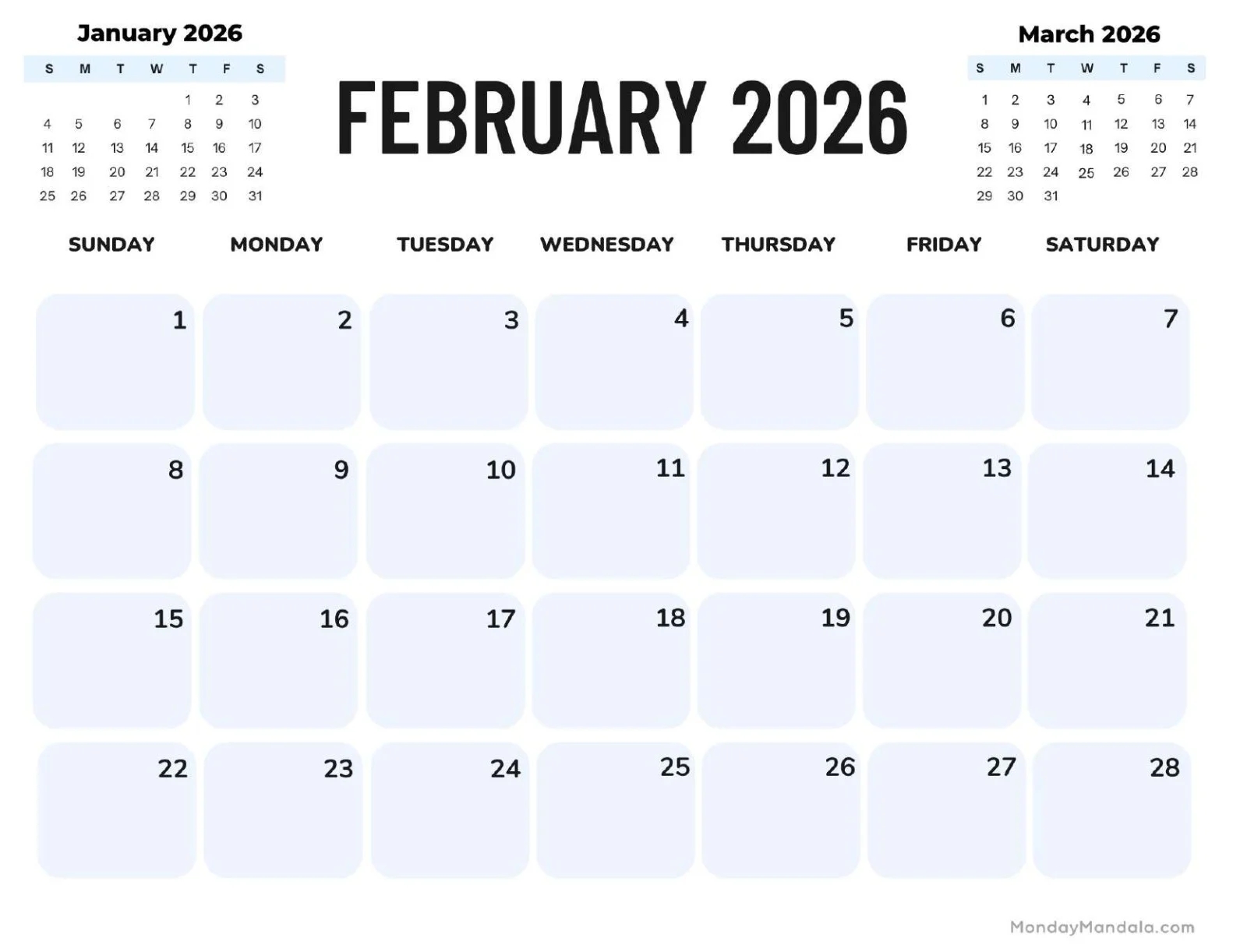 February 2026 Calendars Free PDF Printables 
