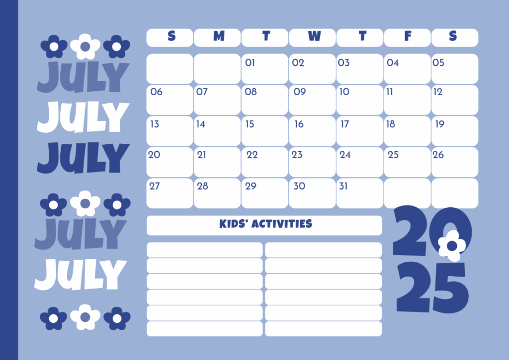 Free Abstract Background July 2026 Calendar Template To Edit Online