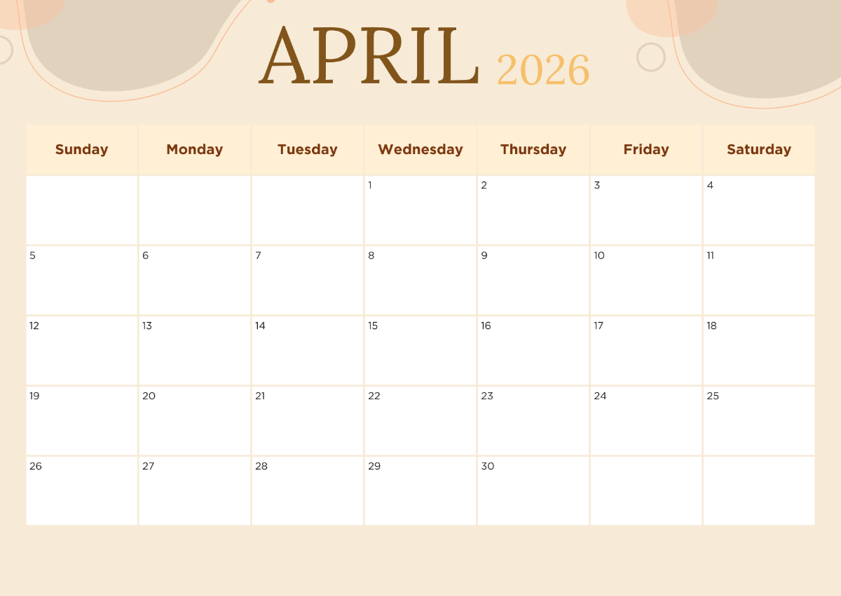 Free Blank April 2026 Calendar Template To Edit Online Free Blank April 2026 Calendar Template To Edit Online