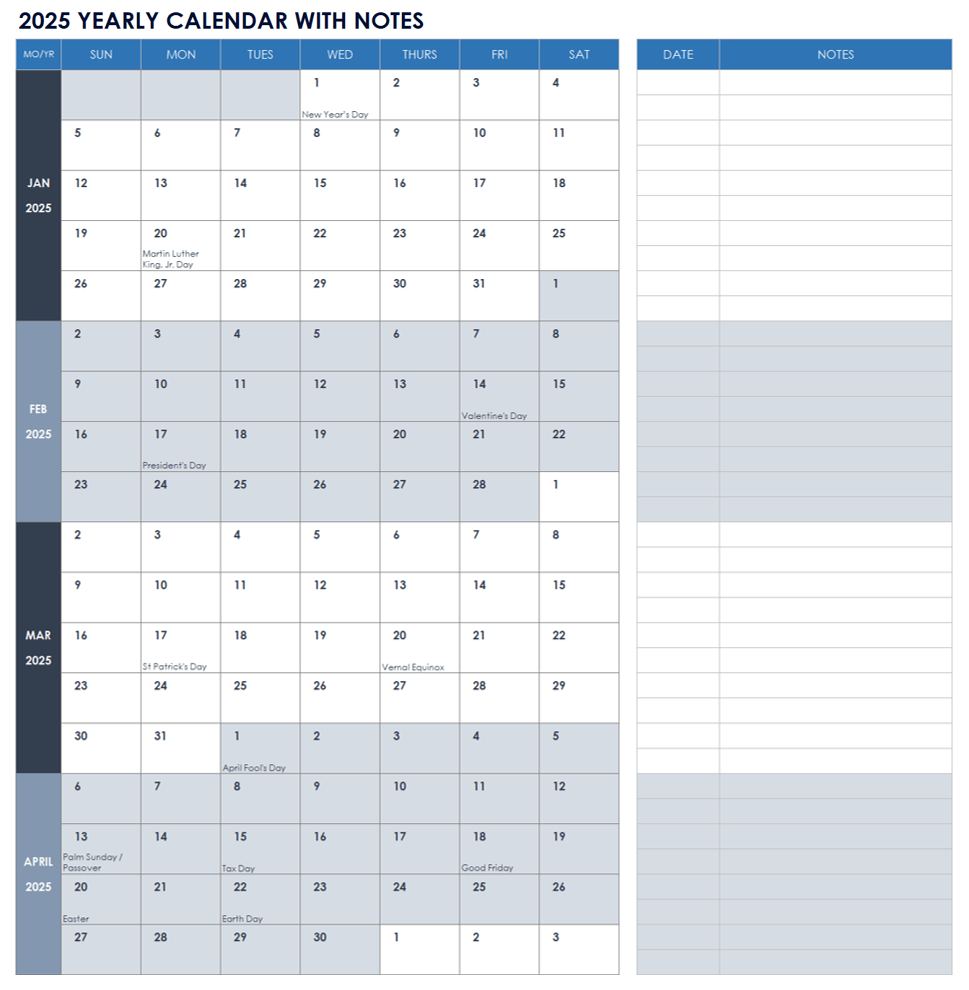 Free Blank Calendar Templates Smartsheet
