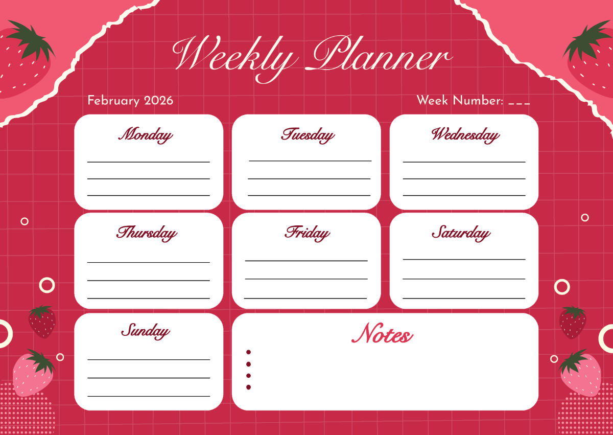 Printable Weekly Calendar February 2026