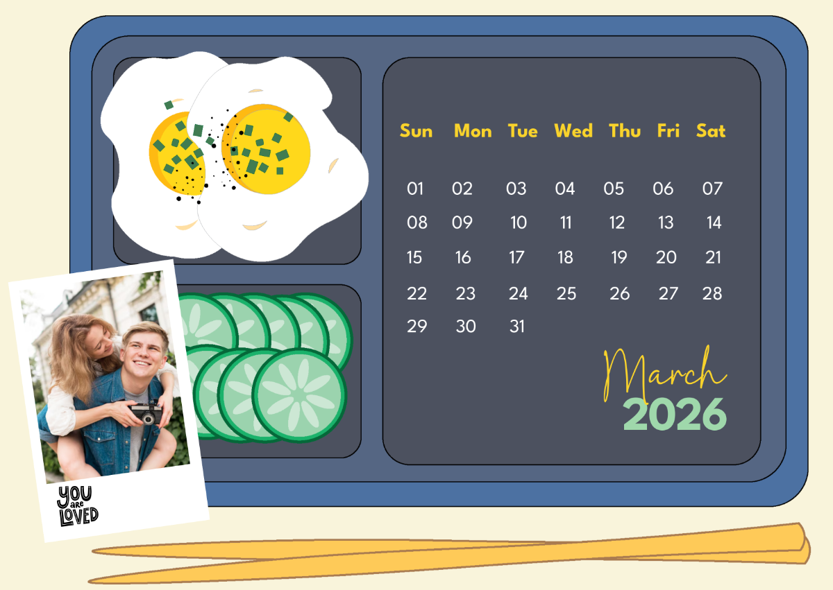 Free Creative March 2026 Photo Calendar Template To Edit Online