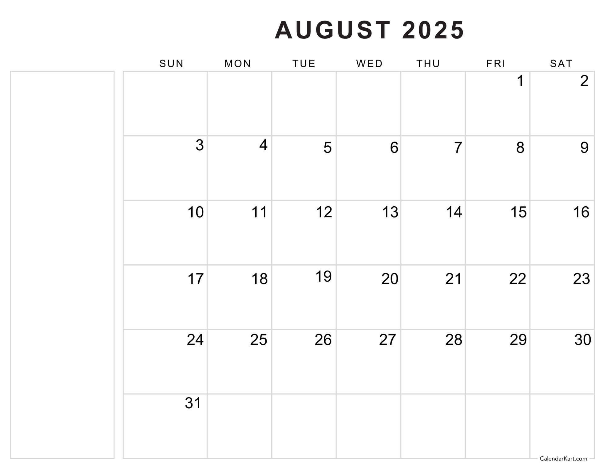 August 7th 2025 Calendar