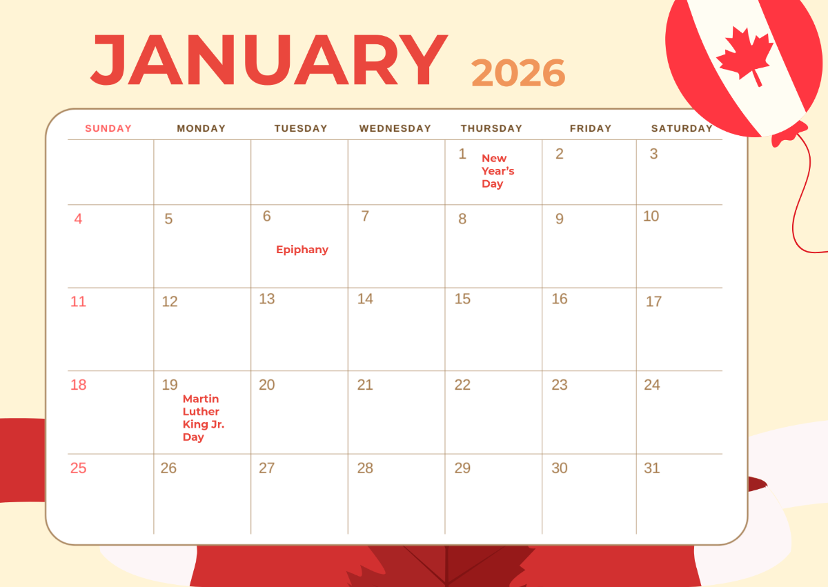 Free January 2026 Illustrated Calendar Template To Edit Online