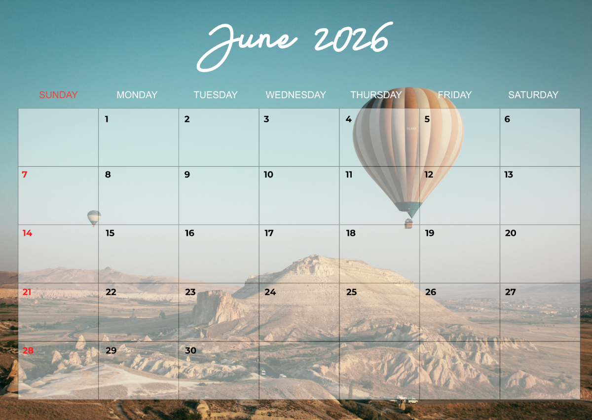Free June 2026 Calendar Templates To Edit Online