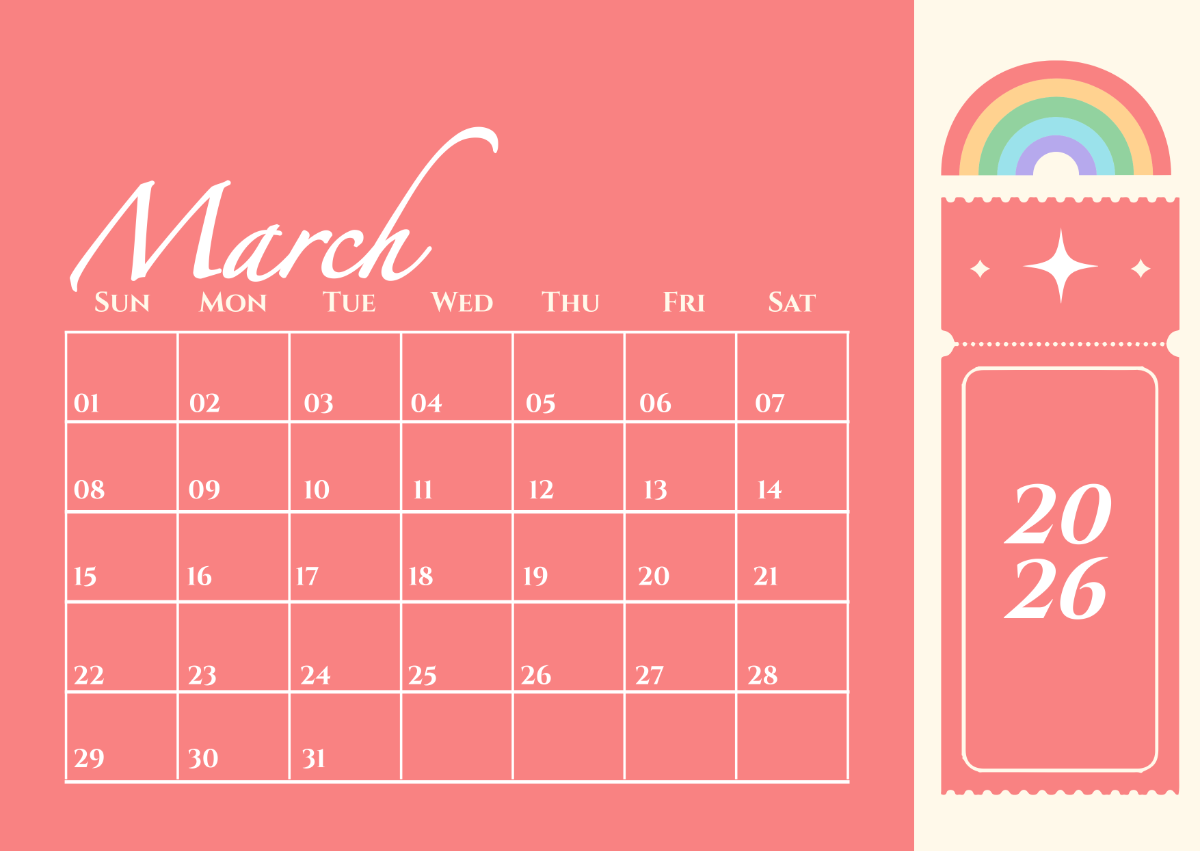 Free March 2026 Yearly Calendar Template To Edit Online Free March 2026 Yearly Calendar Template To Edit Online