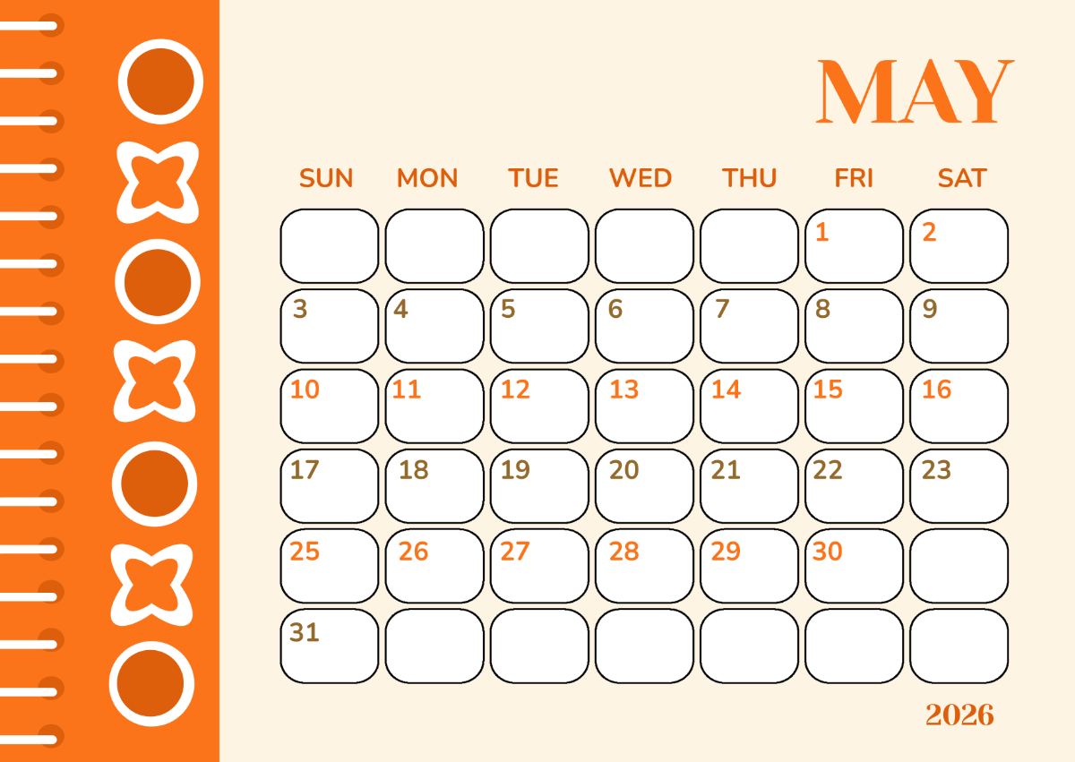 Free May 2026 Photo Calendar Template To Edit Online
