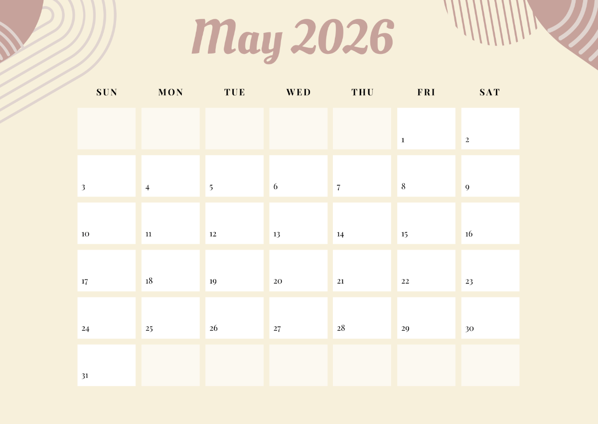 Free Minimalist May 2026 Calendar Template To Edit Online