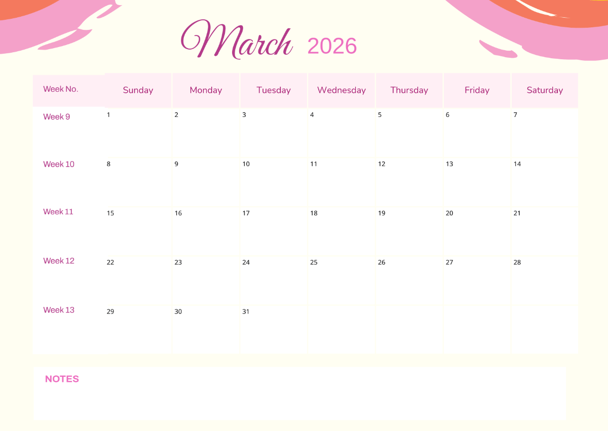 First Week Of March 2026 Calendar