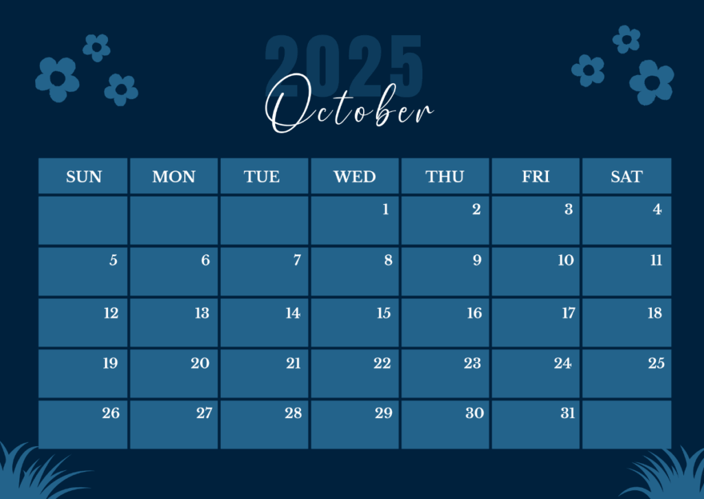 Free October 2025 Calendar Templates Editable And Printable