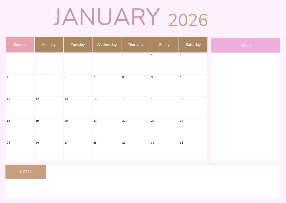 Free Pink 2025 Calendar Template To Edit Online
