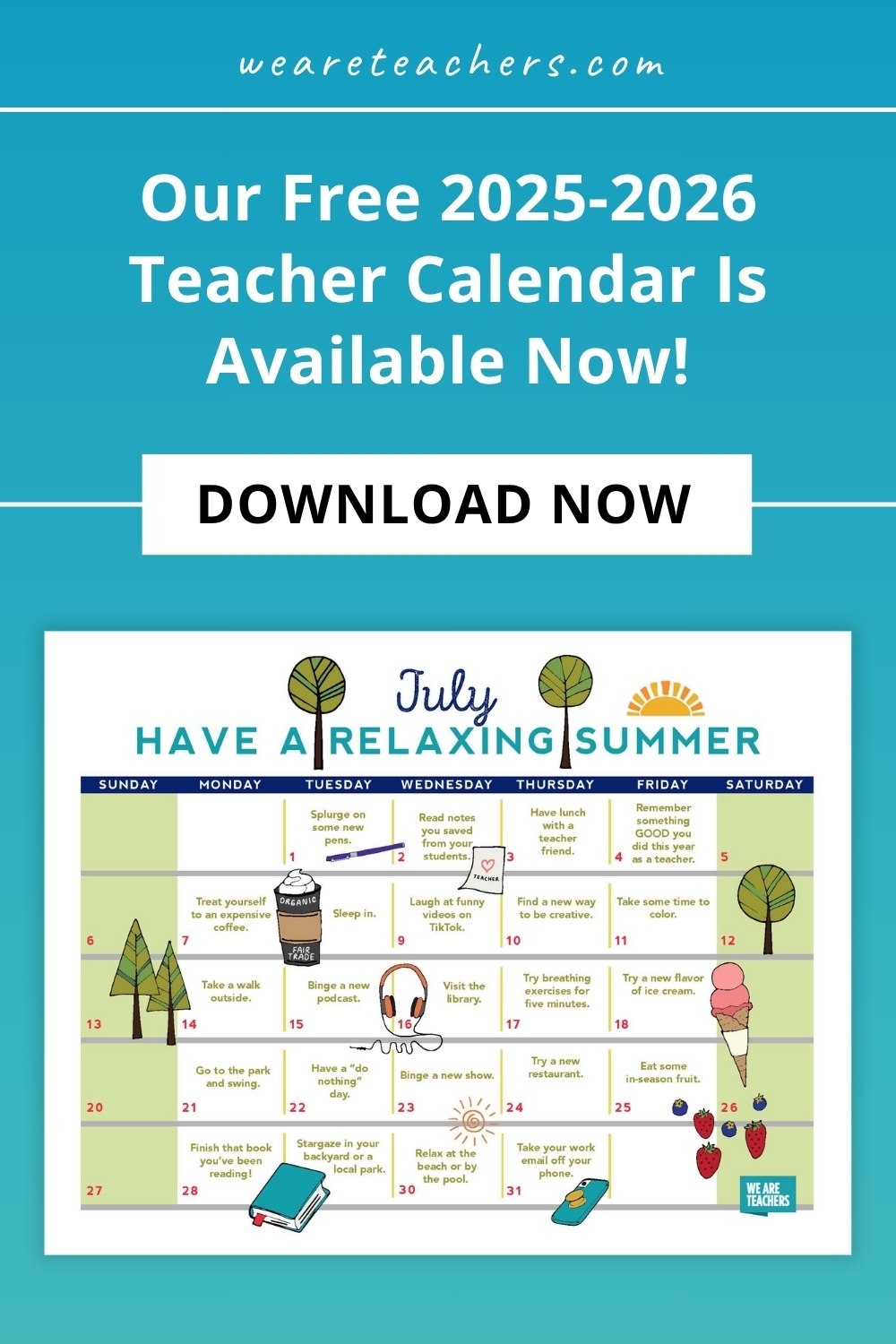 Free Printable 2025 2026 Teacher Calendar Free Printable 2025 2026 Teacher Calendar