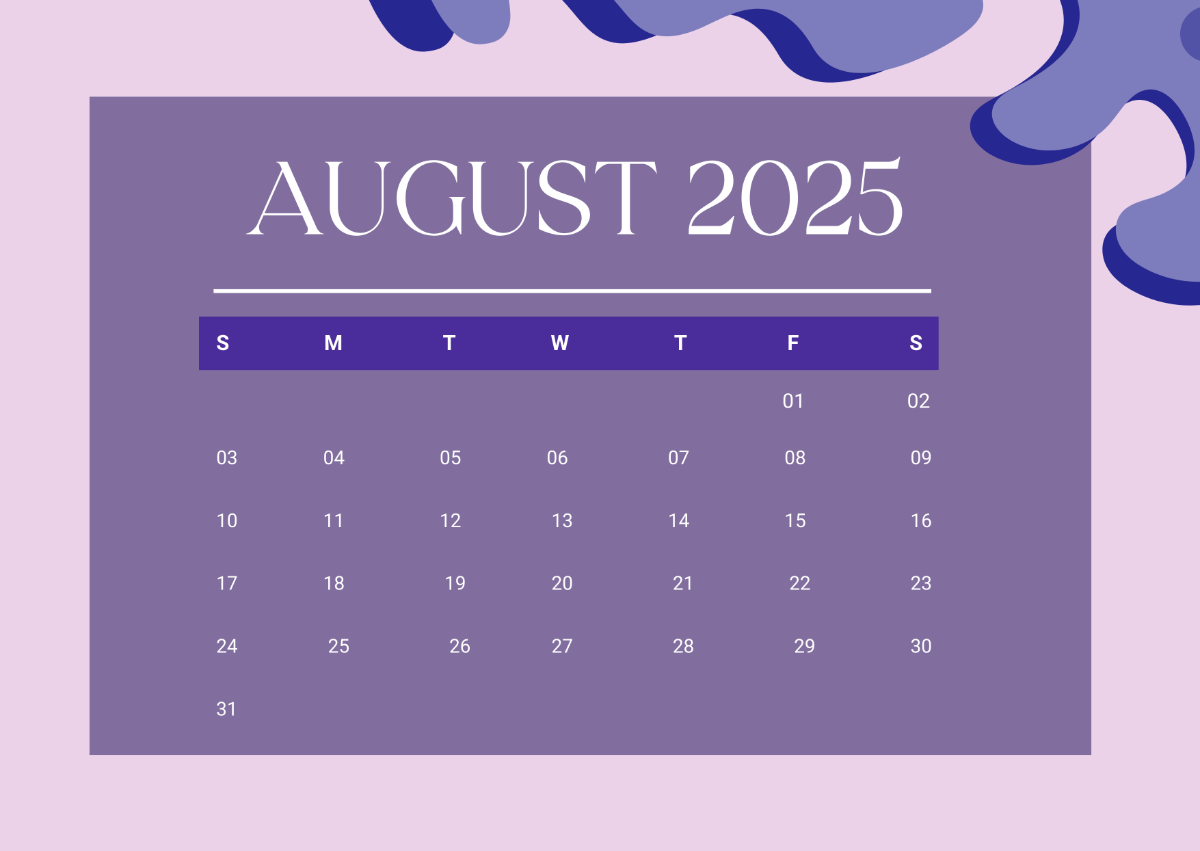 Free Sunday Start August 2025 Calendar Template To Edit Online Free Sunday Start August 2025 Calendar Template To Edit Online